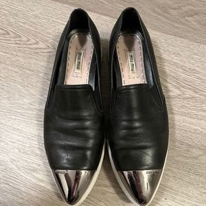 Miu Miu Leather metal cap sneakers
